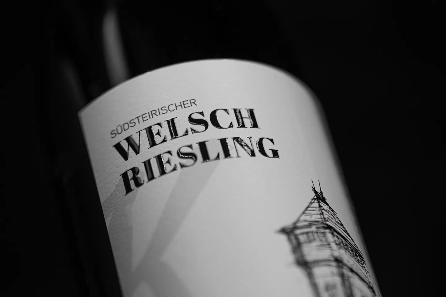 Etikett Welschriesling in Nahaufnahme